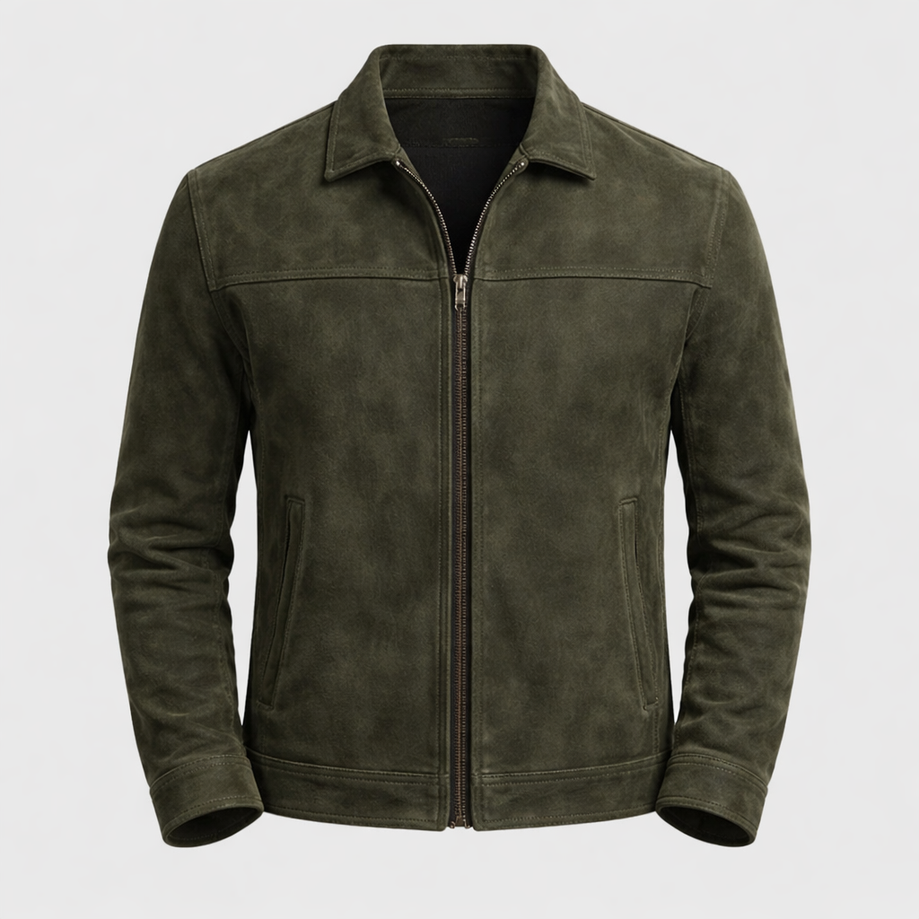 Fynn Men's Premium Leather Zip Jacket | Classic Vegan Leather Zip-Up Jacket for Men | Smart Casual Streetwear