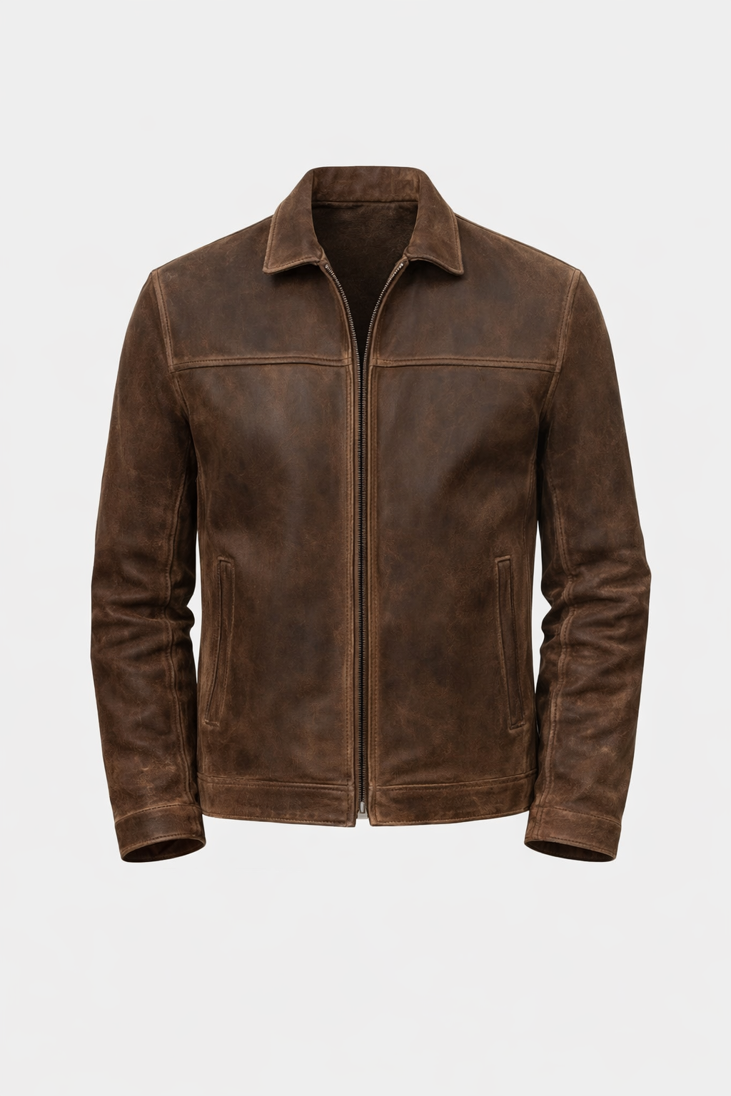 Fynn Men's Premium Leather Zip Jacket | Classic Vegan Leather Zip-Up Jacket for Men | Smart Casual Streetwear