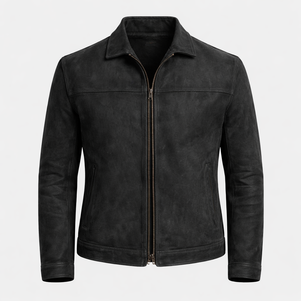 Fynn Men's Premium Leather Zip Jacket | Classic Vegan Leather Zip-Up Jacket for Men | Smart Casual Streetwear