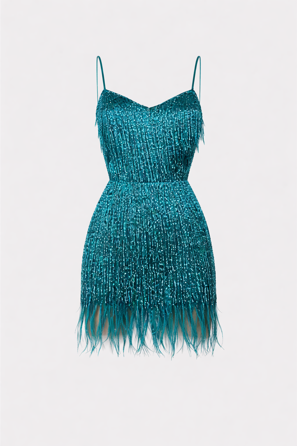 Marj Women's Fringe Feather Cocktail Dress | Glamorous Party Mini Dress for Women | Evening Going Out & Occasion Wear