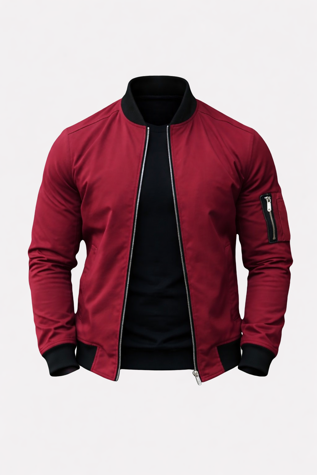 Stanley Men's Slim Fit Zip-Up Bomber Jacket | Classic Flight Jacket for Men with Pockets | Smart Casual Streetwear Outerwear