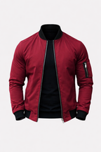 Stanley Men's Slim Fit Zip-Up Bomber Jacket | Classic Flight Jacket for Men with Pockets | Smart Casual Streetwear Outerwear