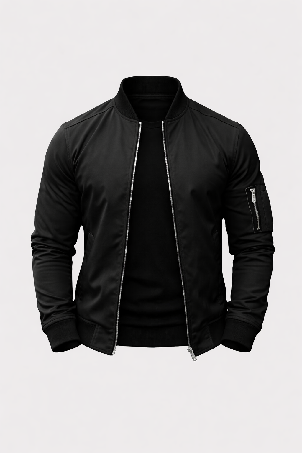 Stanley Men's Slim Fit Zip-Up Bomber Jacket | Classic Flight Jacket for Men with Pockets | Smart Casual Streetwear Outerwear