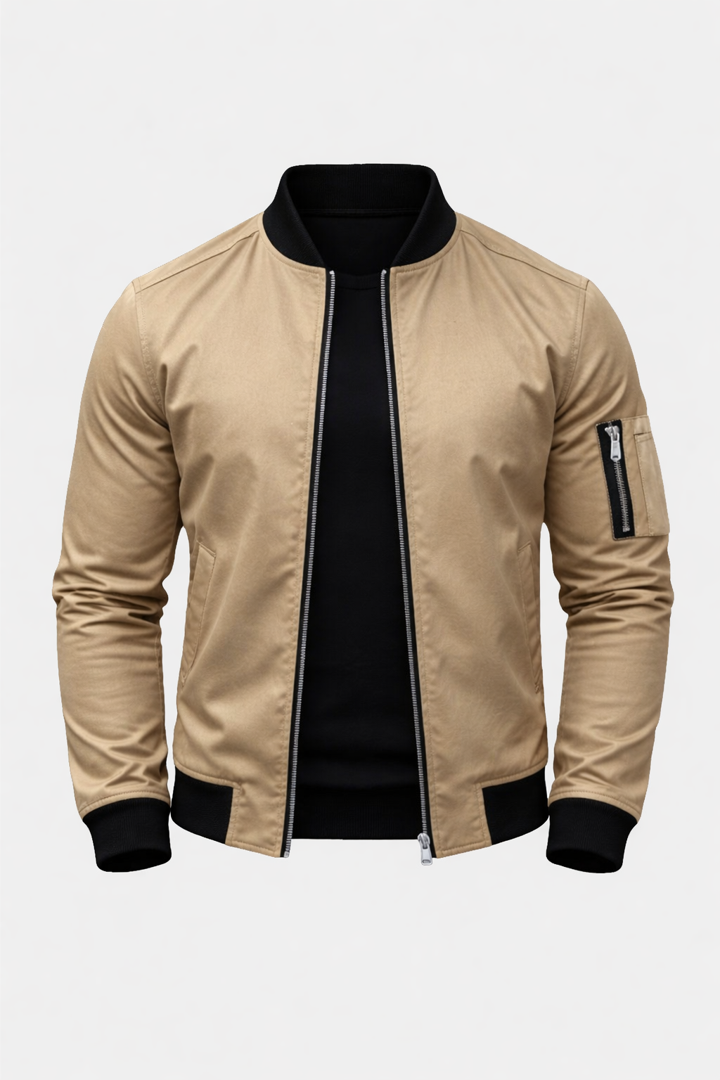 Stanley Men's Slim Fit Zip-Up Bomber Jacket | Classic Flight Jacket for Men with Pockets | Smart Casual Streetwear Outerwear