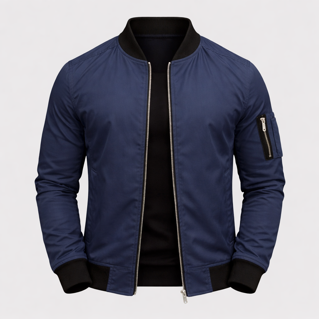 Stanley Men's Slim Fit Zip-Up Bomber Jacket | Classic Flight Jacket for Men with Pockets | Smart Casual Streetwear Outerwear