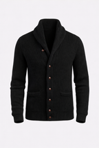 Windsor Men's Lambswool Shawl Collar Jacket | Luxury Soft Knit Shawl Cardigan for Men | Smart Casual Heritage Knitwear