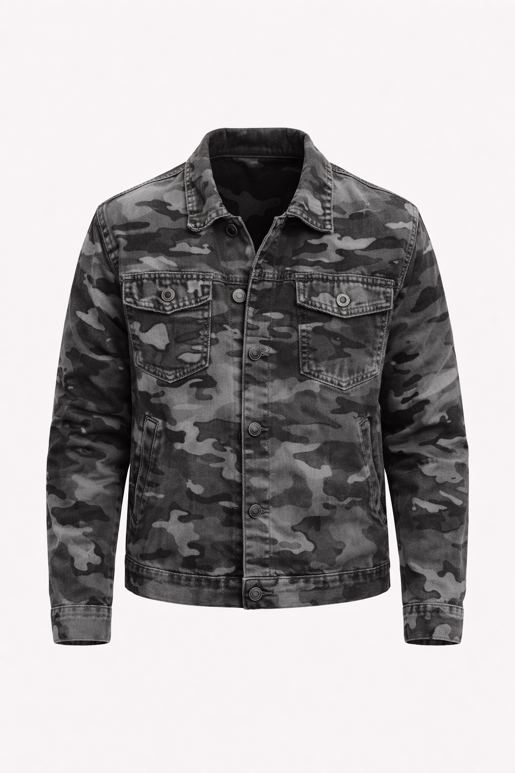 Camouflage Men's Retro Canvas Lapel Jacket | Military Camo Print Button-Down Jacket for Men | Casual Streetwear & Everyday Outerwear