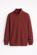 Enzo Men's Warm Merino Wool Blend Half-Zip Sweater | Luxury Soft Knit Quarter Zip Jumper for Men | Smart Casual Winter Knitwear