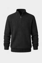 Enzo Men's Warm Merino Wool Blend Half-Zip Sweater | Luxury Soft Knit Quarter Zip Jumper for Men | Smart Casual Winter Knitwear