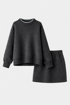 Amelie Women's Matching Knit Sweater & Mini Skirt Set | Cotton Knit Co-Ord Set for Women | Casual Everyday Two-Piece Knitwear