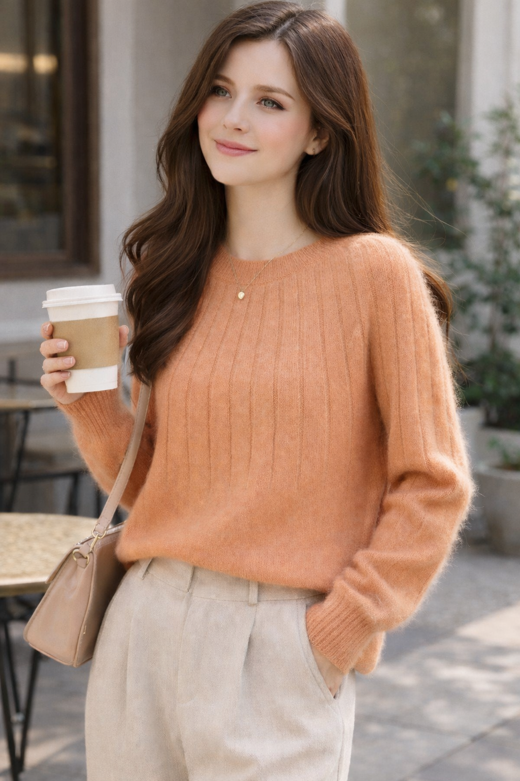 Linda Women's Soft Cashmere Blend Crew Neck Jumper | Luxury Knitted Pullover for Women | Classic Everyday Winter Knitwear