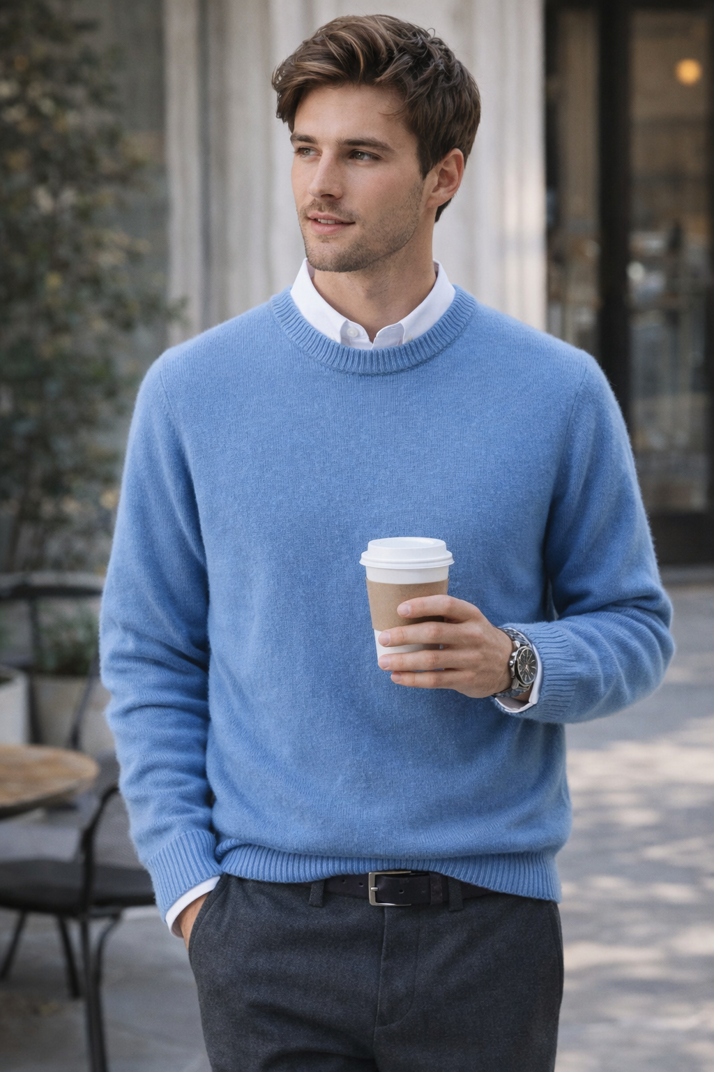 Raffael Men's Premium Cashmere Blend Crew Neck Sweater | Timeless Soft Luxury Knit Jumper for Men
