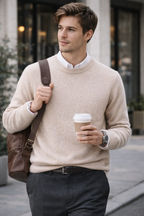 Raffael Men's Premium Cashmere Blend Crew Neck Sweater | Timeless Soft Luxury Knit Jumper for Men