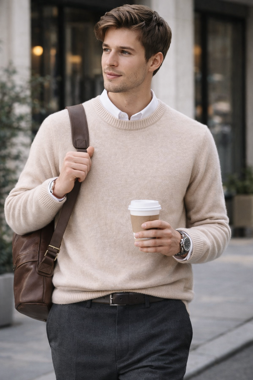 Raffael Men's Premium Cashmere Blend Crew Neck Sweater | Timeless Soft Luxury Knit Jumper for Men