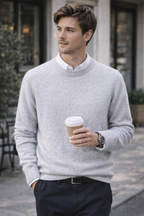 Raffael Men's Premium Cashmere Blend Crew Neck Sweater | Timeless Soft Luxury Knit Jumper for Men