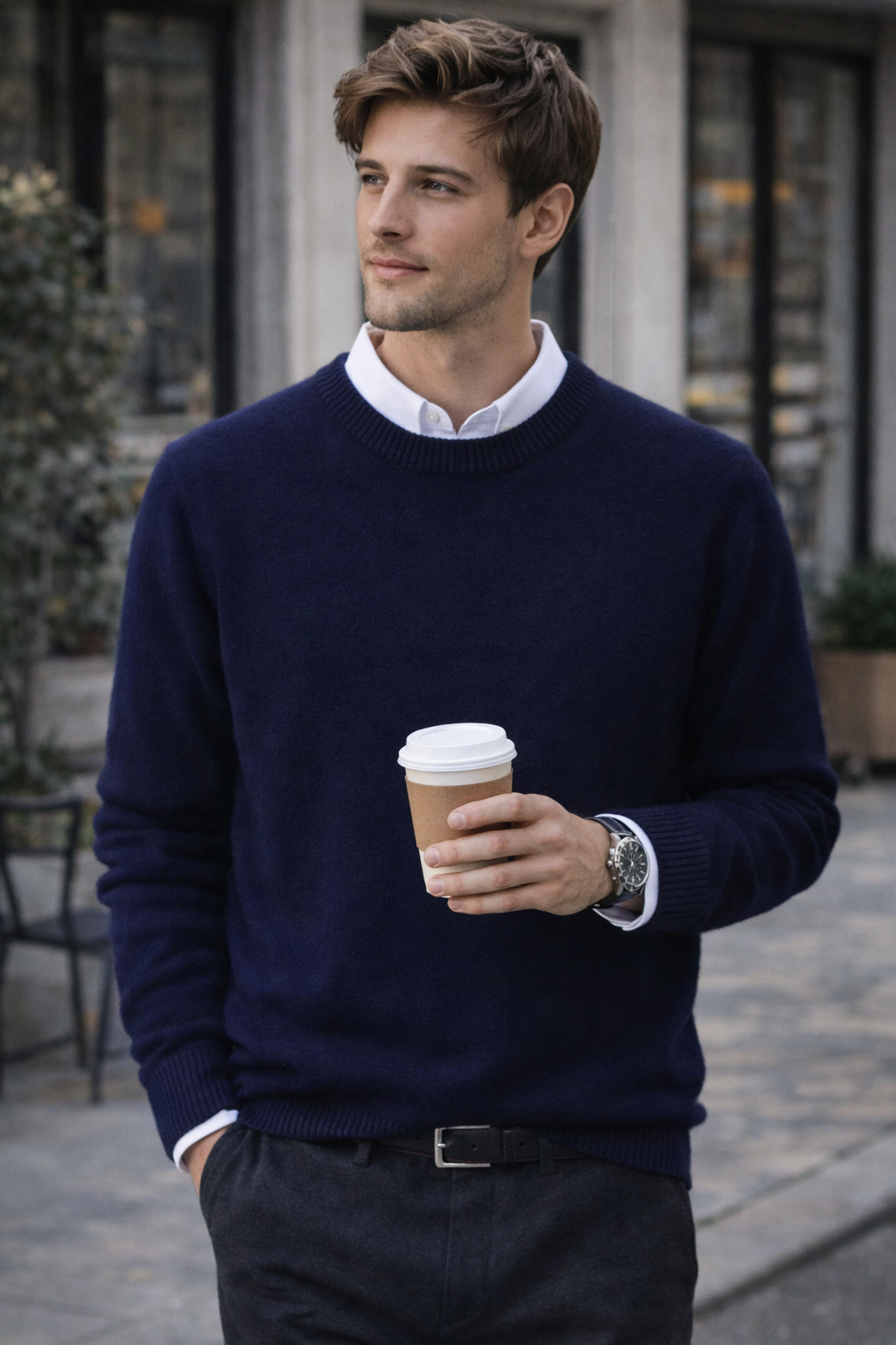 Raffael Men's Premium Cashmere Blend Crew Neck Sweater | Timeless Soft Luxury Knit Jumper for Men