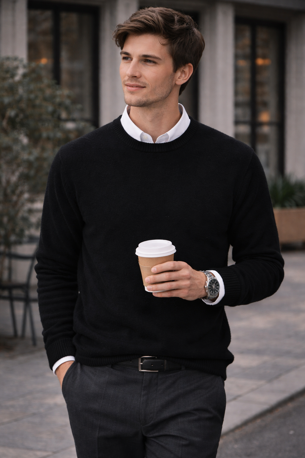 Raffael Men's Premium Cashmere Blend Crew Neck Sweater | Timeless Soft Luxury Knit Jumper for Men