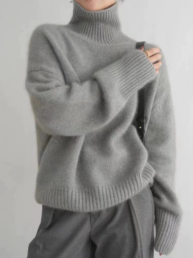 Celestine Women's Cashmere Oversized Turtleneck Sweater | Soft Luxury Slouchy Roll Neck Jumper