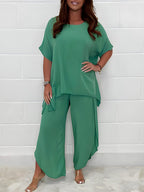 Luca Women's Two-Piece Co-ord Set | Oversized Top & Wide Leg Trousers | Casual Everyday Loungewear