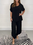 Luca Women's Two-Piece Co-ord Set | Oversized Top & Wide Leg Trousers | Casual Everyday Loungewear