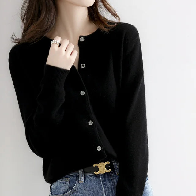 Gisela Women's Cashmere Blend Button-Up Cardigan | Soft Winter Knit Cardigan for Women | Elegant Smart Casual Knitwear