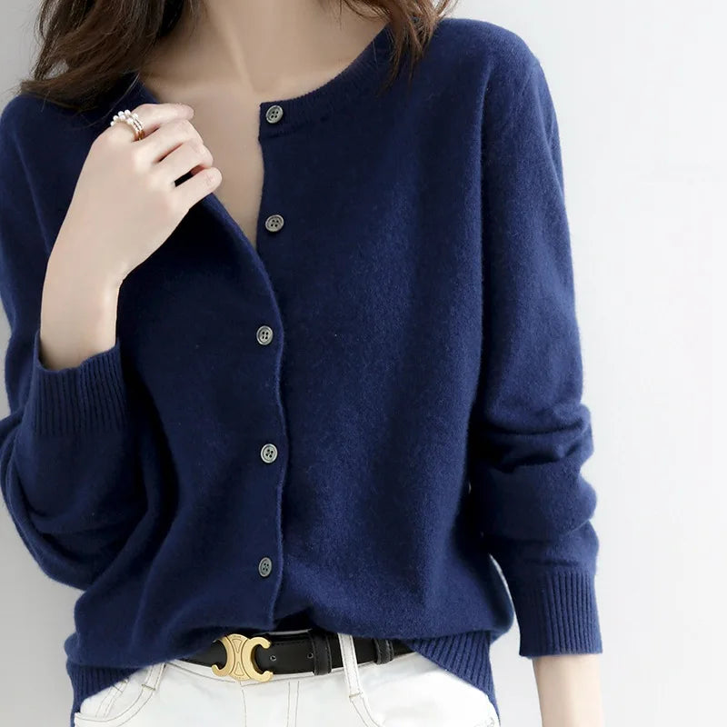 Gisela Women's Cashmere Blend Button-Up Cardigan | Soft Winter Knit Cardigan for Women | Elegant Smart Casual Knitwear