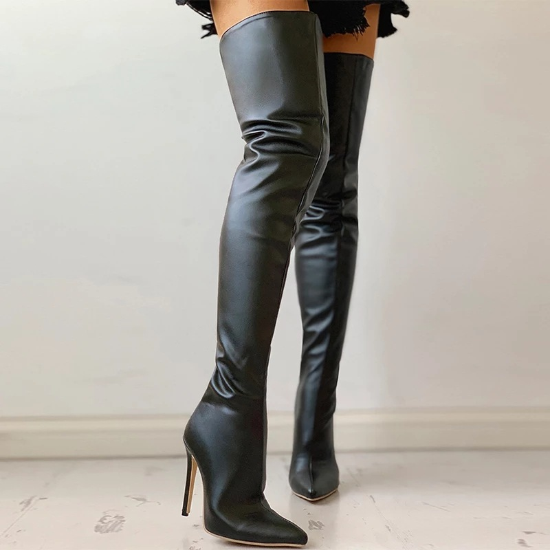 Ravenna Women's Over The Knee Boots | Stretch Stiletto Thigh High | Going Out & Evening Wear