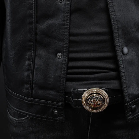 Delviera Men's Premium Faux Leather Rider Jacket | Vegan Leather Motorcycle Jacket for Men | Smart Casual Streetwear & Urban Outerwear