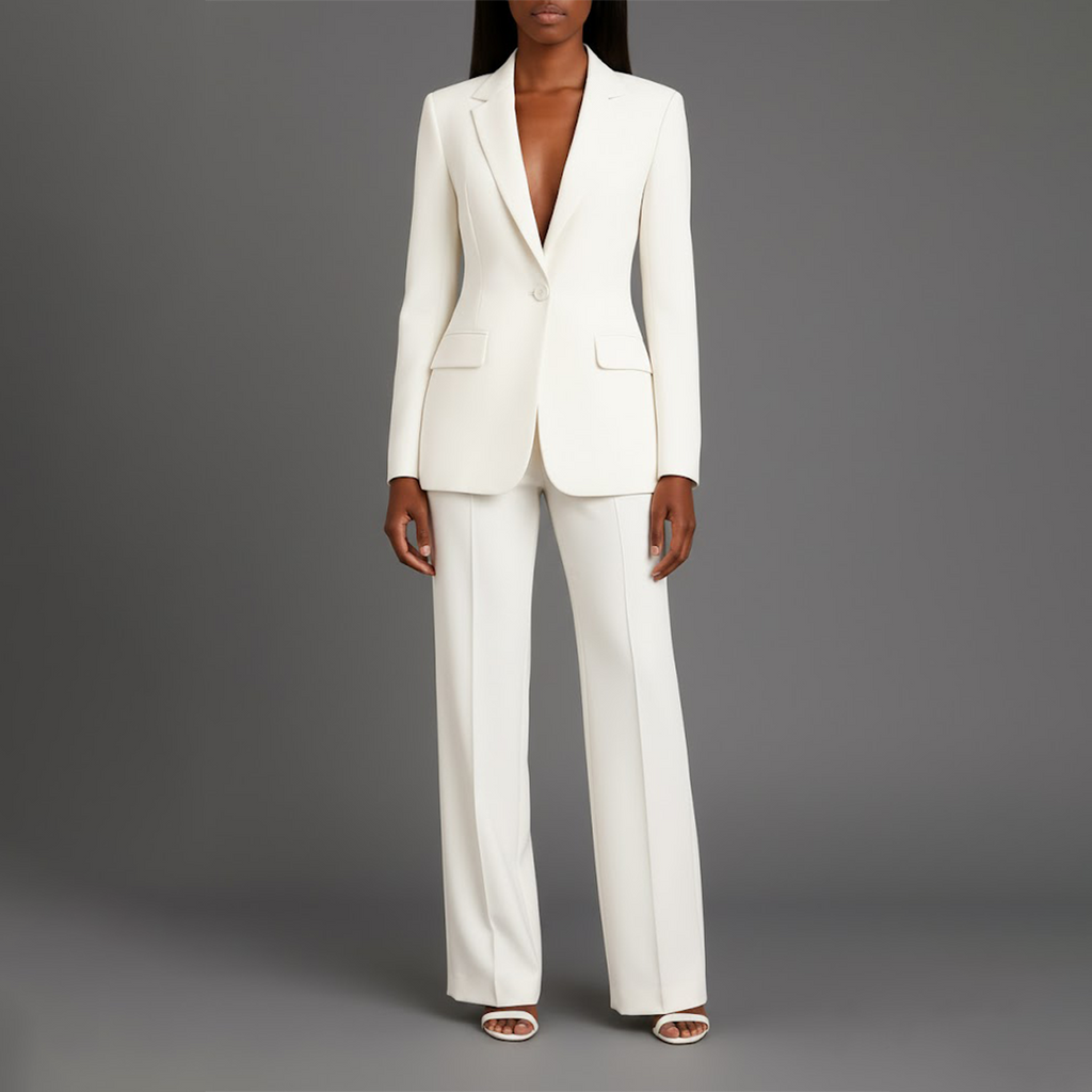 Christian Women's Chic Tweed Suit Set | Longline Blazer & Tailored Trousers Co-Ord