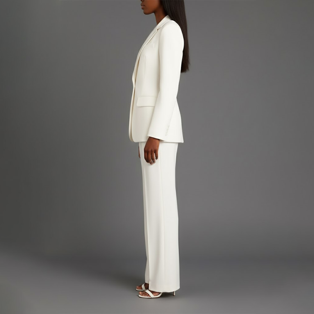 Christian Women's Chic Tweed Suit Set | Longline Blazer & Tailored Trousers Co-Ord
