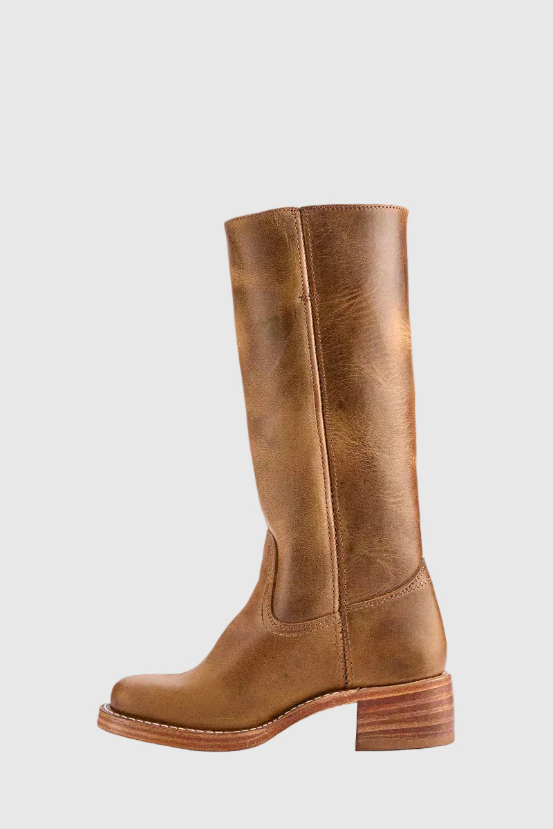 Eve Women's Faux Leather Campus Boots | Timeless Block Heel Lace-Up Boots for Women | Casual Smart Everyday & Weekend Footwear