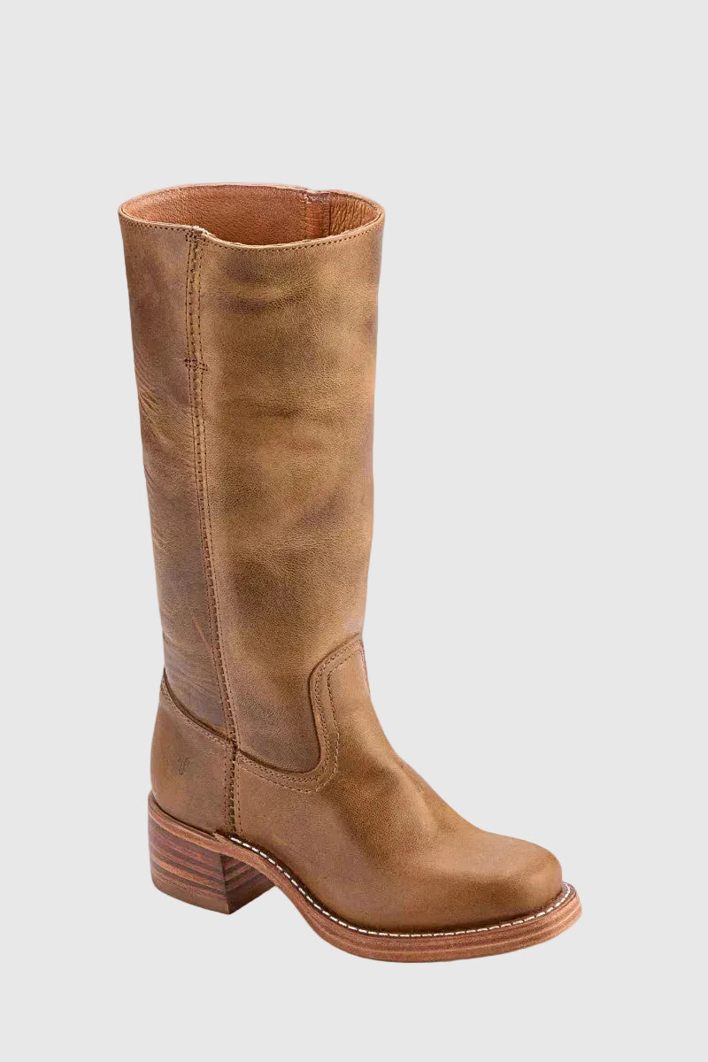 Eve Women's Faux Leather Campus Boots | Timeless Block Heel Lace-Up Boots for Women | Casual Smart Everyday & Weekend Footwear
