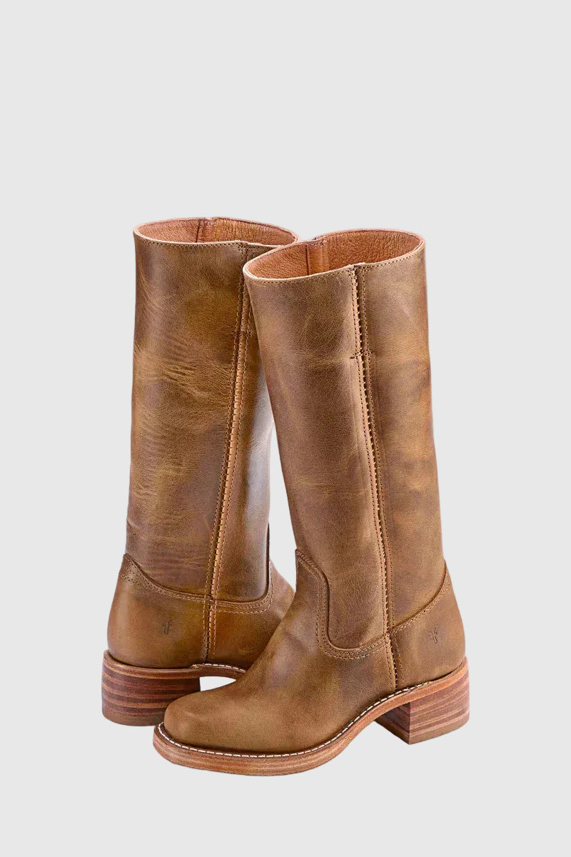 Eve Women's Faux Leather Campus Boots | Timeless Block Heel Lace-Up Boots for Women | Casual Smart Everyday & Weekend Footwear