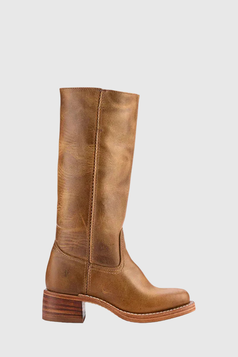 Eve Women's Faux Leather Campus Boots | Timeless Block Heel Lace-Up Boots for Women | Casual Smart Everyday & Weekend Footwear