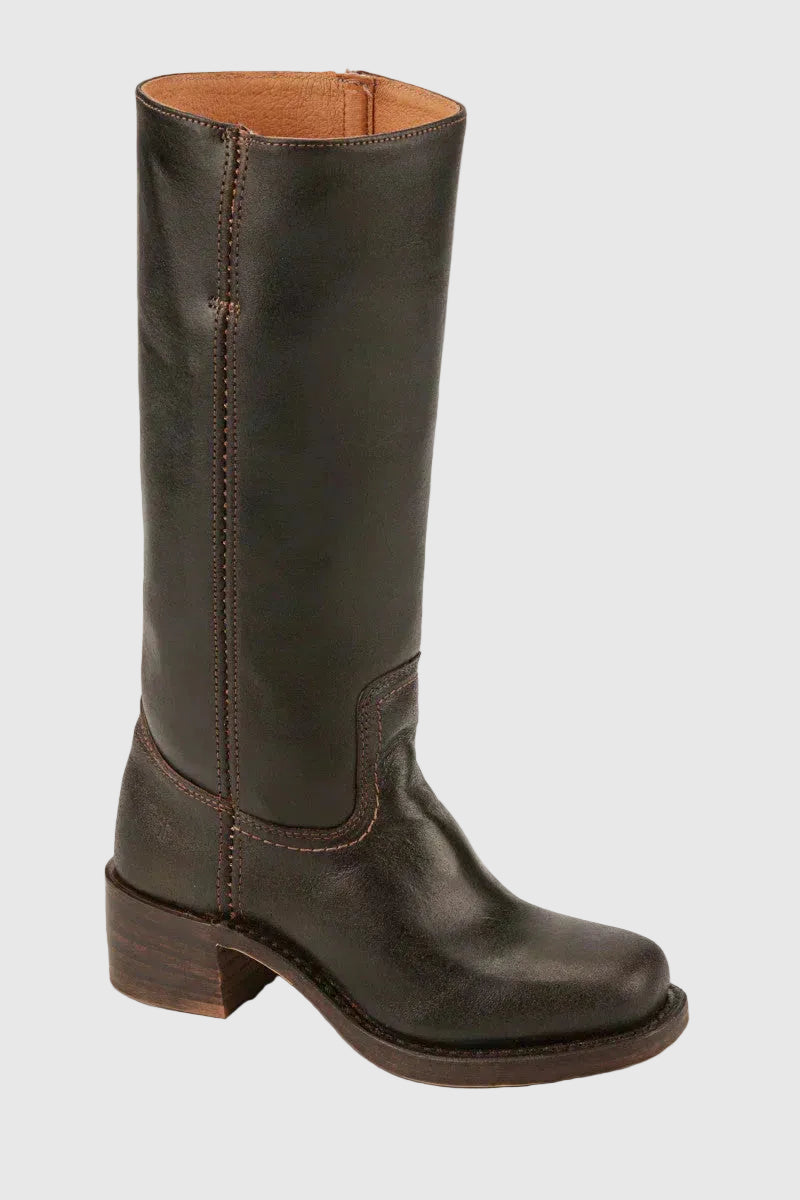 Eve Women's Faux Leather Campus Boots | Timeless Block Heel Lace-Up Boots for Women | Casual Smart Everyday & Weekend Footwear