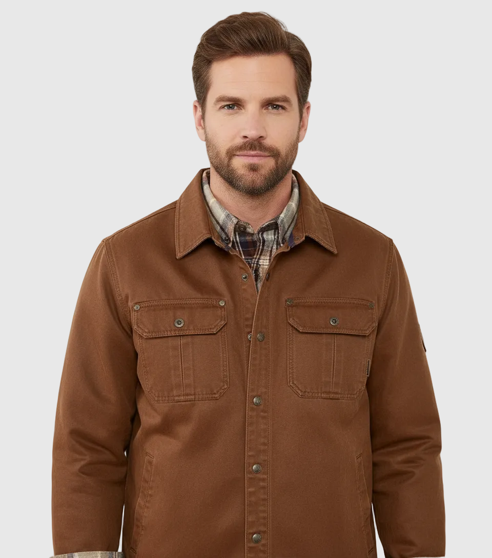 Everest Men's All-Season Waxed Trucker Jacket | Waxed Cotton Canvas Jacket for Men | Weatherproof Casual Outdoor Everyday Outerwear