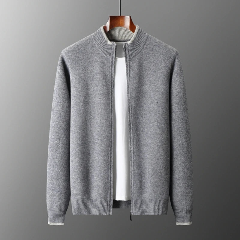 Silvano Men's Cashmere Blend Zip Gilet Vest | Warm Elegant Sleeveless Cashmere Jumper for Men | Luxury Smart Casual Layering Knitwear