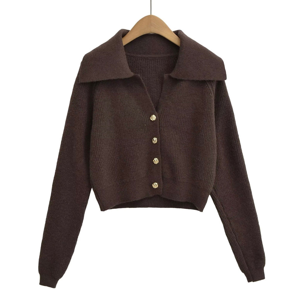 Elegant Collared Button Knit Cardigan