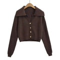 Women’s Collared Button Knit Cardigan – Wool