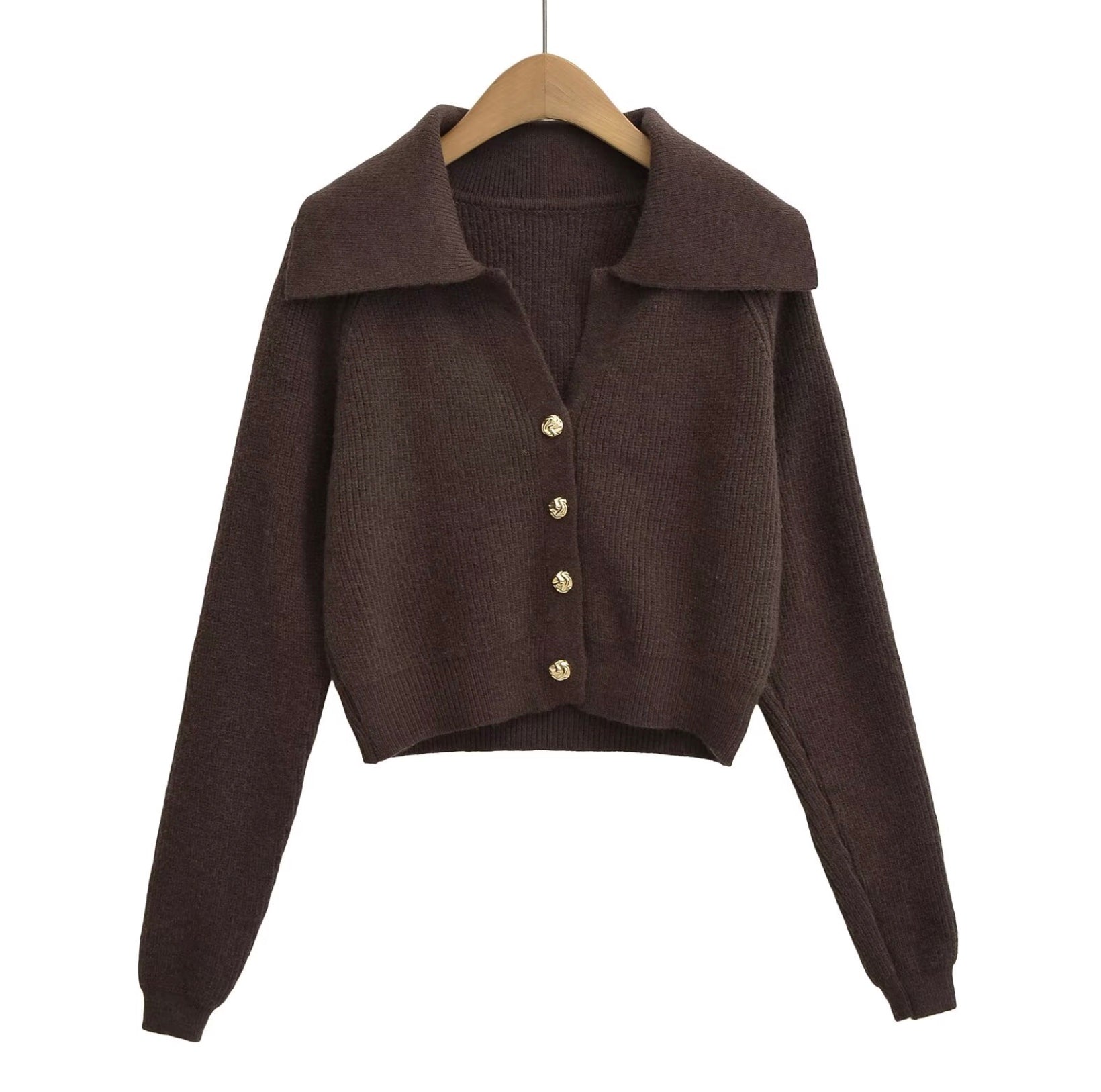 Elegant Collared Button Knit Cardigan