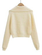 Women’s Collared Button Knit Cardigan – Wool