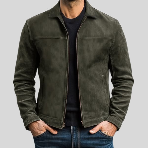 Fynn Men's Premium Leather Zip Jacket | Classic Vegan Leather Zip-Up Jacket for Men | Smart Casual Streetwear