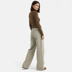 Florentina Women's High-Waist Wide Leg Cotton Trousers | Elegant Flowing Wide Leg Pants for Women | Casual Everyday Smart Casual Style