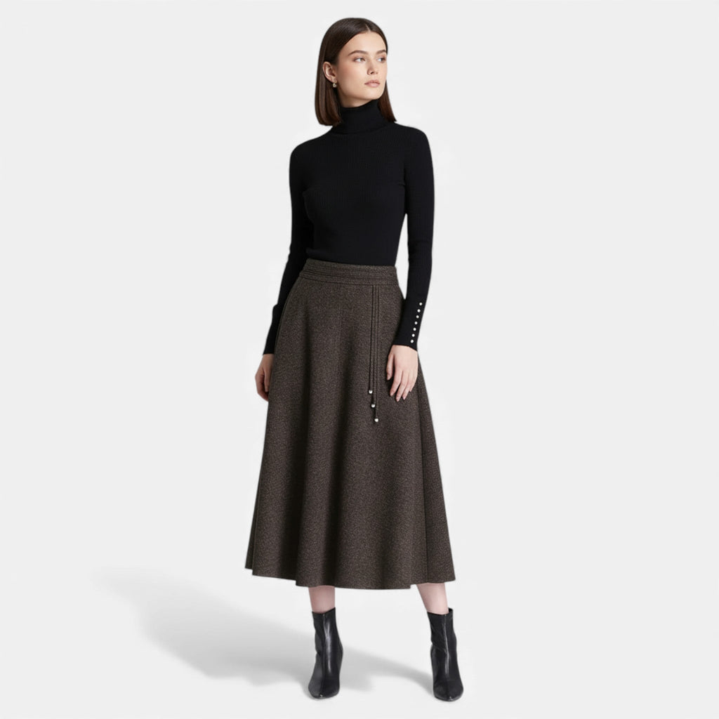 Women’s Elegant Tweed Skirt with Pockets