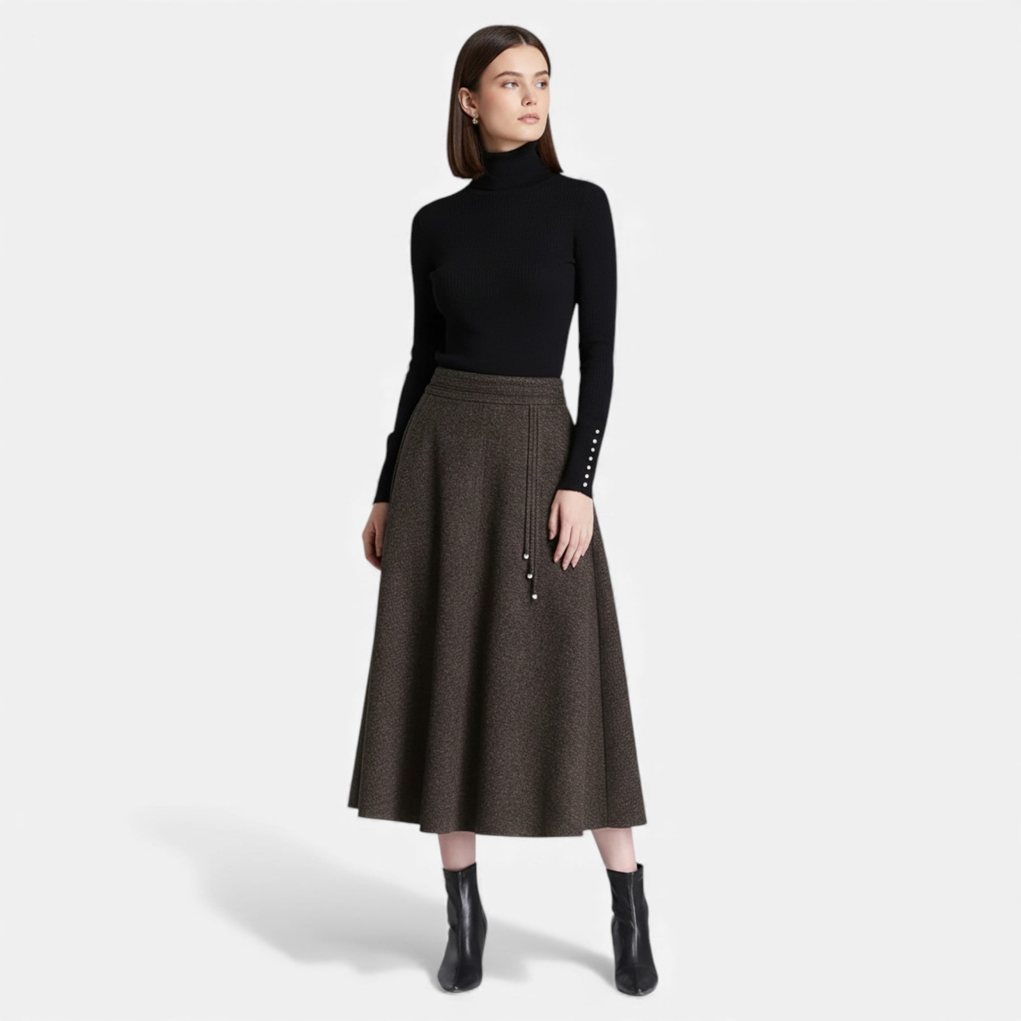 Women’s Elegant Tweed Skirt with Pockets