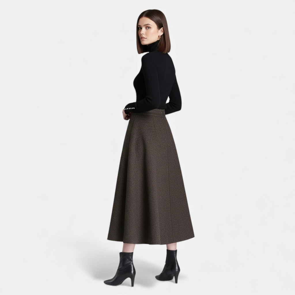 Women’s Elegant Tweed Skirt with Pockets