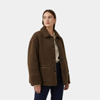Women’s Reversible Brown Teddy Jacket with Turn-Down Collar