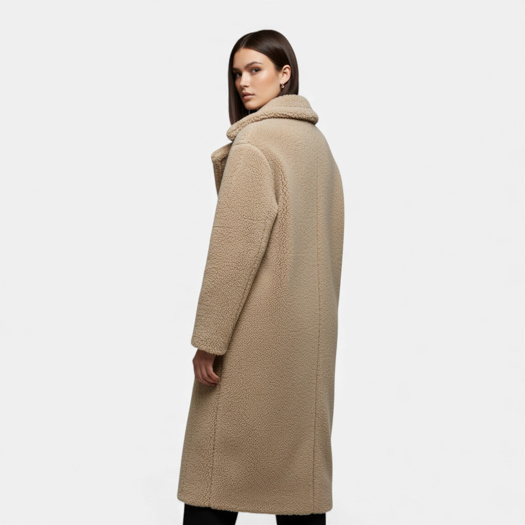 Women’s Long Double-Breasted Teddy Coat