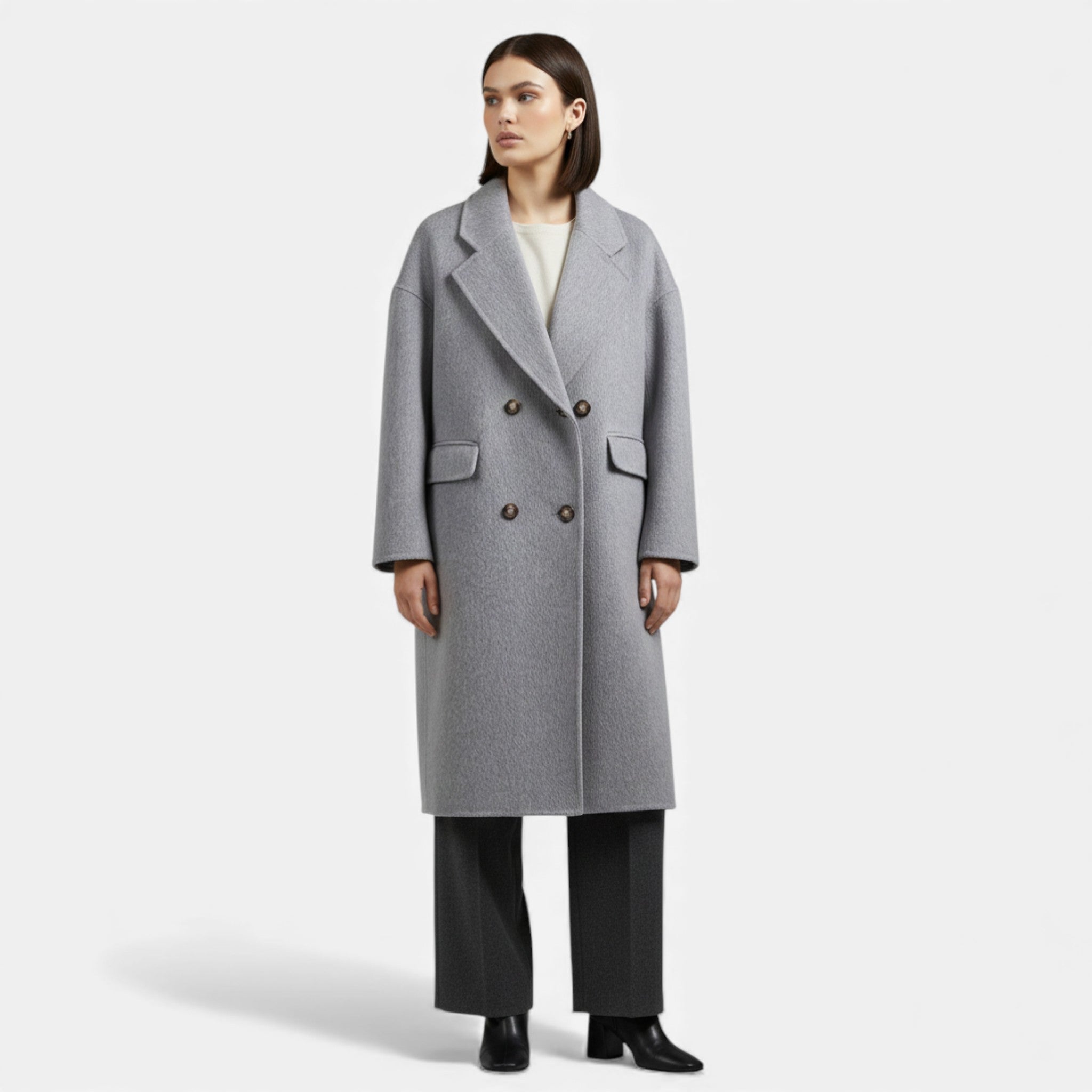Women’s Double Pocket Wool-Blend Winter Coat