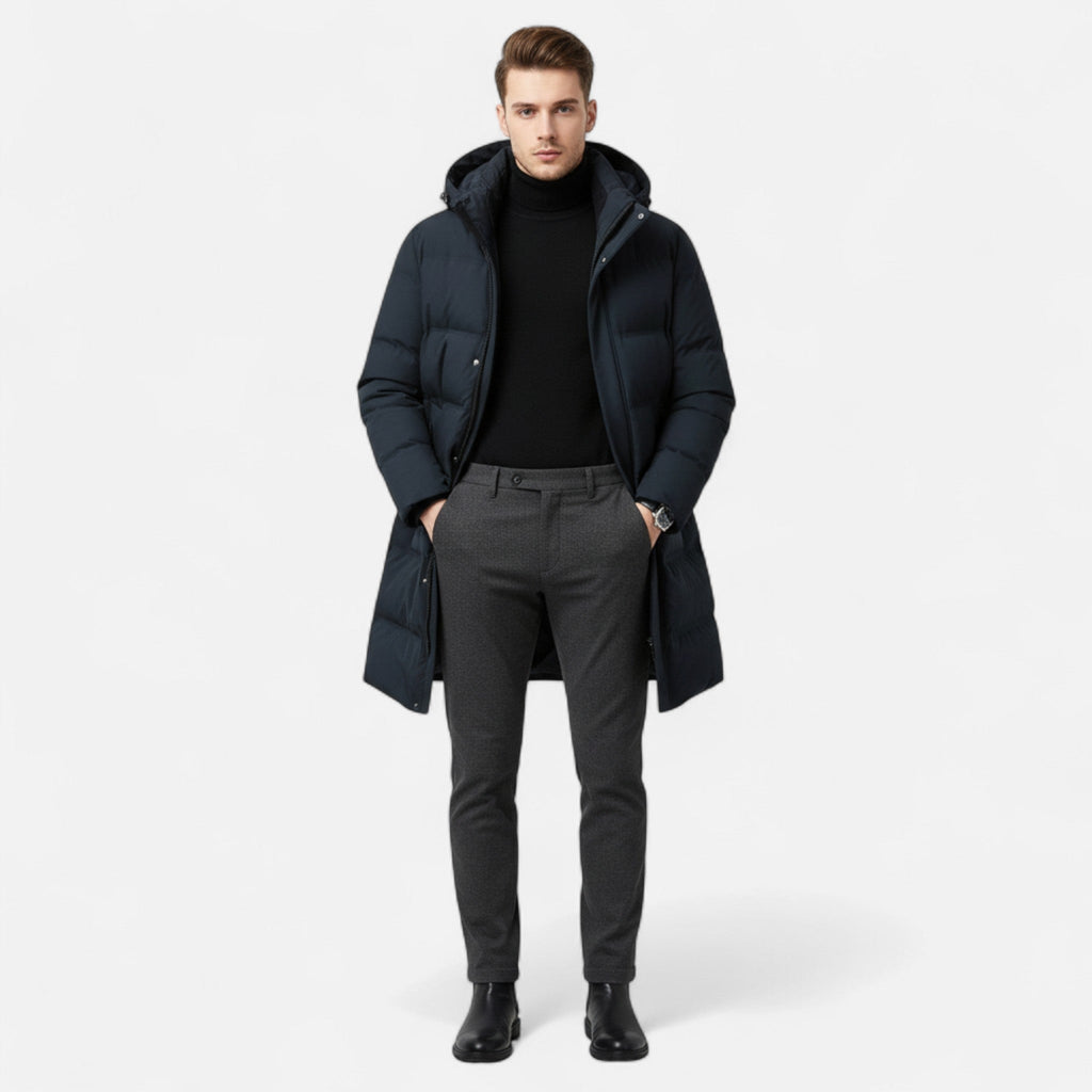 Men’s Premium Down Parka Coat – Hooded Insulated Elegance